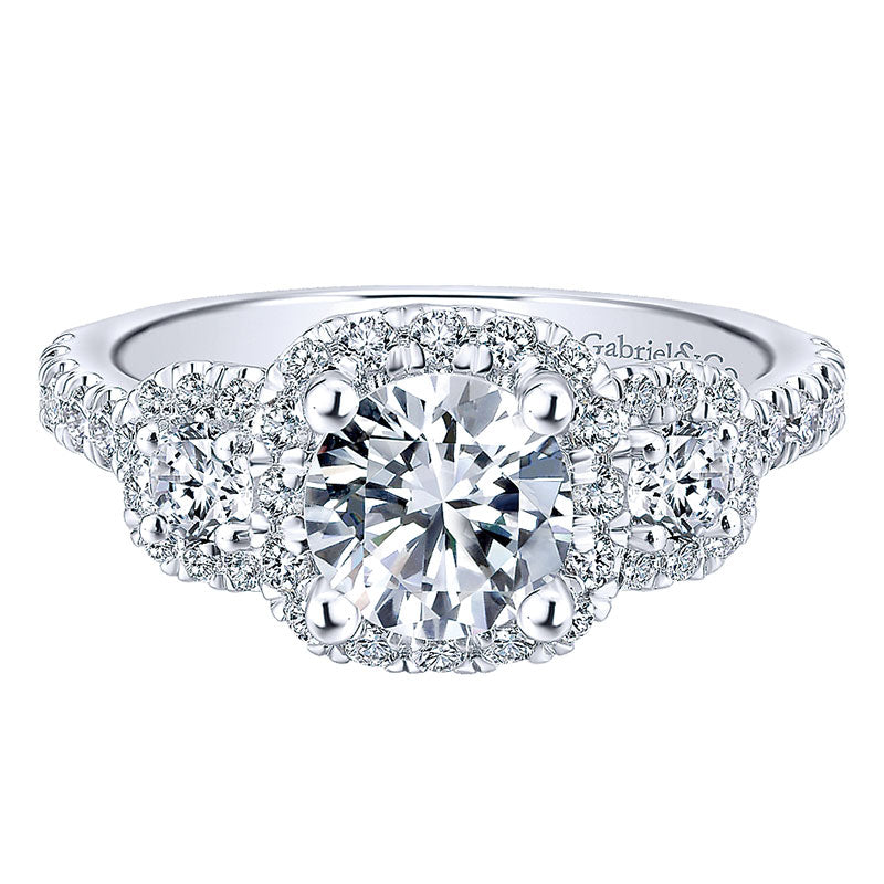 Engagement Ring 14k White/pink Gold Diamond Halo