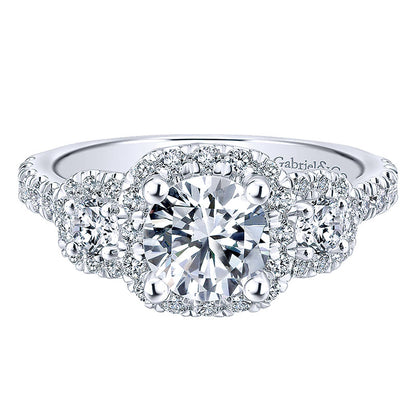 Engagement Ring 14k White/pink Gold Diamond Halo