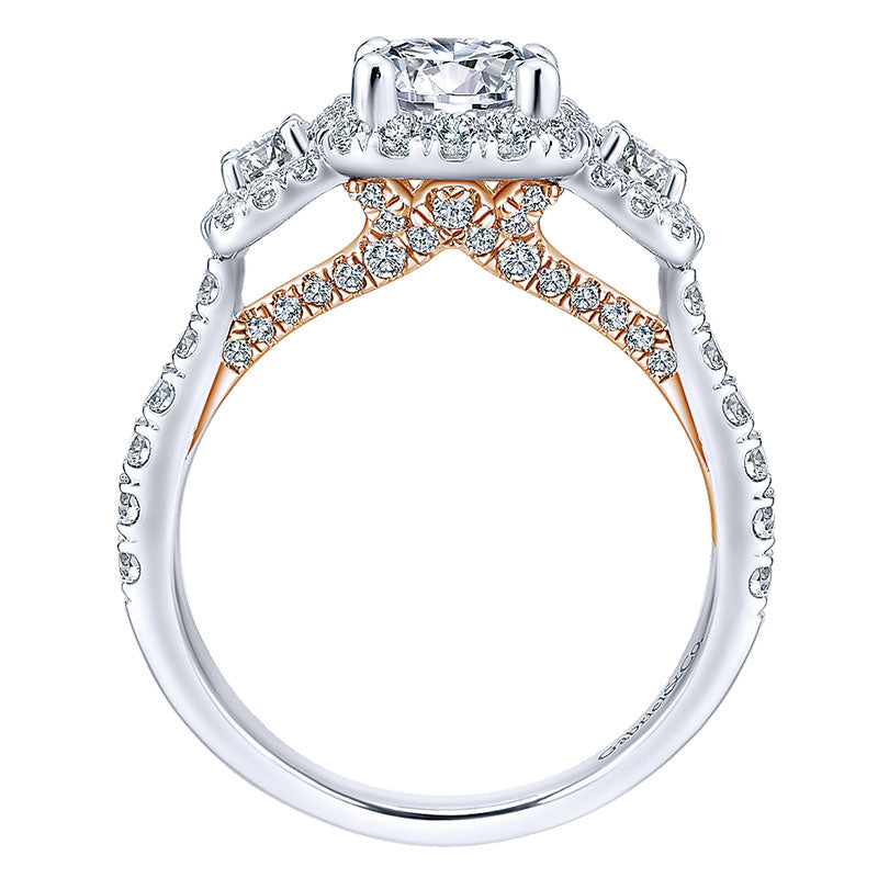 Engagement Ring 14k White/pink Gold Diamond Halo