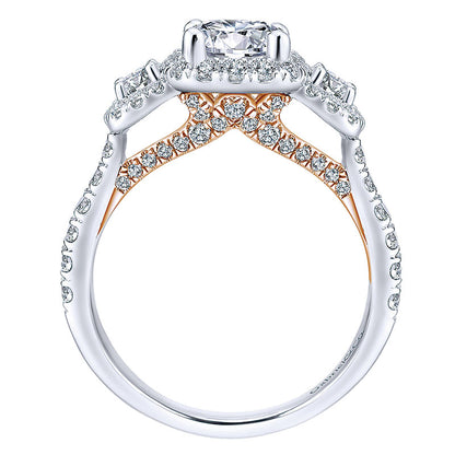 Engagement Ring 14k White/pink Gold Diamond Halo