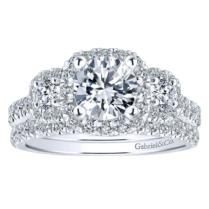 Engagement Ring 14k White/pink Gold Diamond Halo