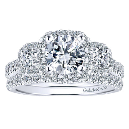 Engagement Ring 14k White/pink Gold Diamond Halo