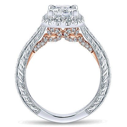 Gabriel & Co. 14k 14k Rose Gold; 14k White Gold Diamond Halo Ring ER12826S4T44JJ