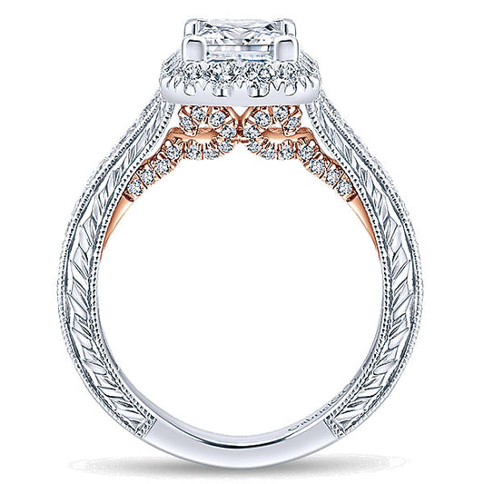 Gabriel & Co. 14k 14k Rose Gold; 14k White Gold Diamond Halo Ring ER12826S4T44JJ
