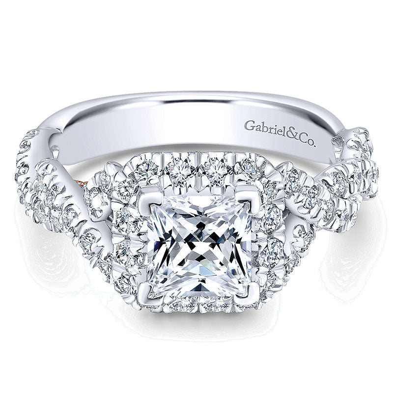 14K White/Pink Gold Diamond Halo Two-Tone Engagement Ring ER12831S4T44Jj