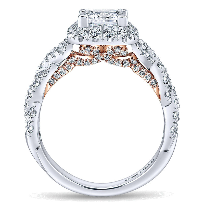 14K White/Pink Gold Diamond Halo Two-Tone Engagement Ring ER12831S4T44Jj