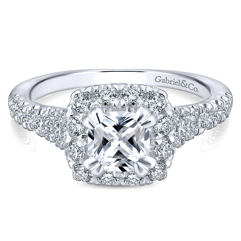 14K White/Pink Gold Diamond Halo Two-Tone Engagement Ring ER12835C4T44Jj