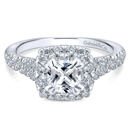 14K White/Pink Gold Diamond Halo Two-Tone Engagement Ring ER12835C4T44Jj