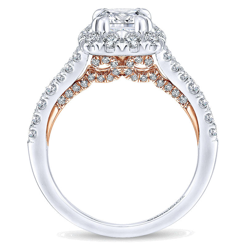 14K White/Pink Gold Diamond Halo Two-Tone Engagement Ring ER12835C4T44Jj