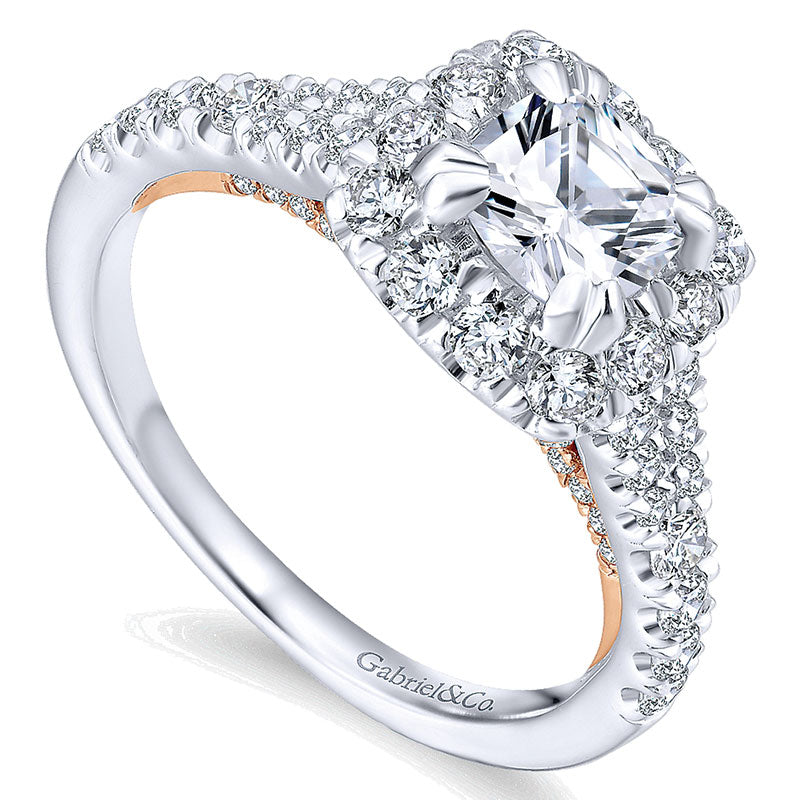 14K White/Pink Gold Diamond Halo Two-Tone Engagement Ring ER12835C4T44Jj