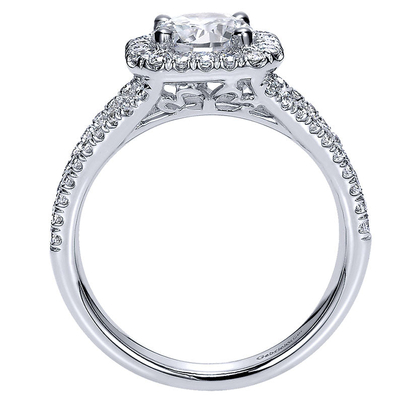 Engagement Ring 14k White/pink Gold Diamond Halo