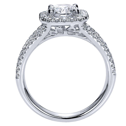Engagement Ring 14k White/pink Gold Diamond Halo