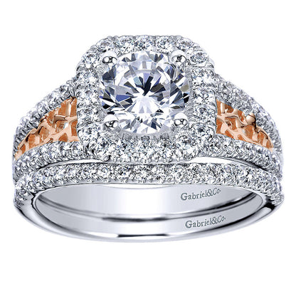 Engagement Ring 14k White/pink Gold Diamond Halo