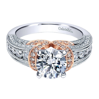14K White/Pink Gold Diamond Straight Two-Tone Engagement Ring ER11835R4T44Jj