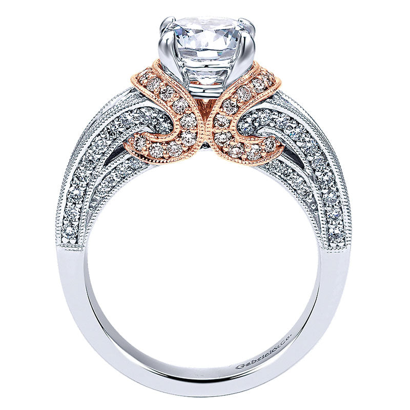 14K White/Pink Gold Diamond Straight Two-Tone Engagement Ring ER11835R4T44Jj