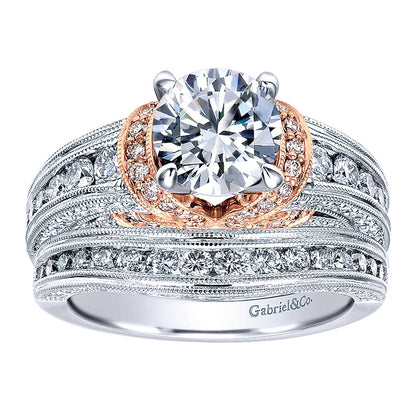 14K White/Pink Gold Diamond Straight Two-Tone Engagement Ring ER11835R4T44Jj