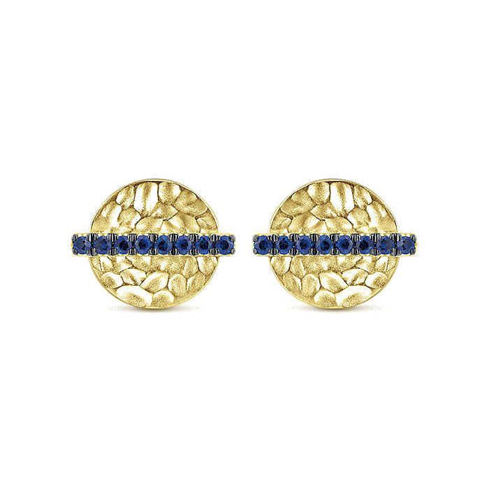 14k Yellow Gold And Sapphire Stud Earrings