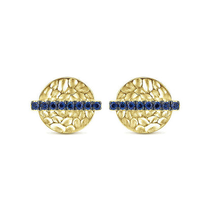 14k Yellow Gold And Sapphire Stud Earrings