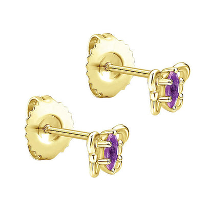 14k Yellow Gold Amethyst Stud Earrings