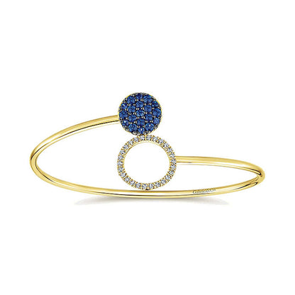 14k Yellow Gold Diamond And Sapphire Bangle