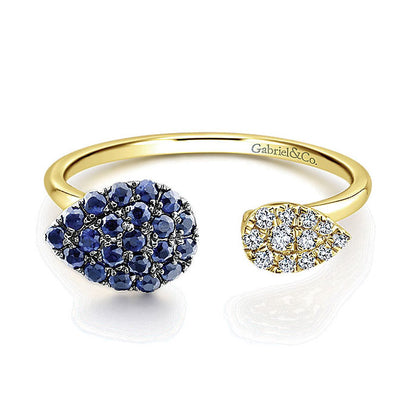 14k Yellow Gold Diamond And Sapphire Fashion Ladies' Ring