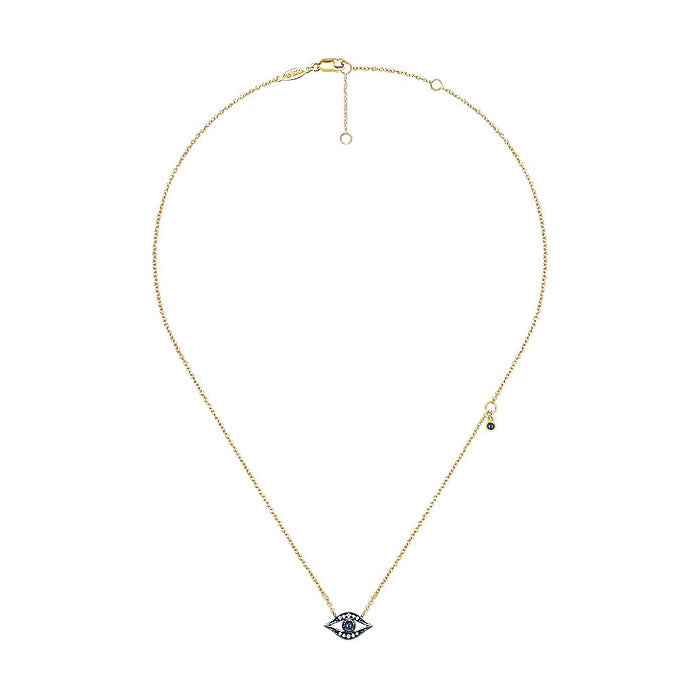 14k Yellow Gold Diamond And Sapphire Fashion Necklace