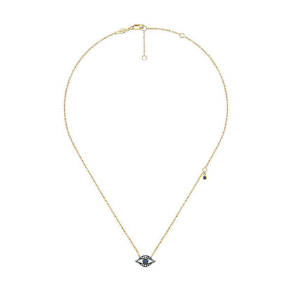 14k Yellow Gold Diamond And Sapphire Fashion Necklace