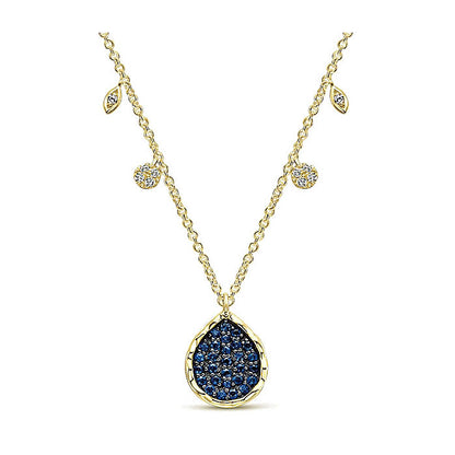 14k Yellow Gold Diamond And Sapphire Fashion Necklace