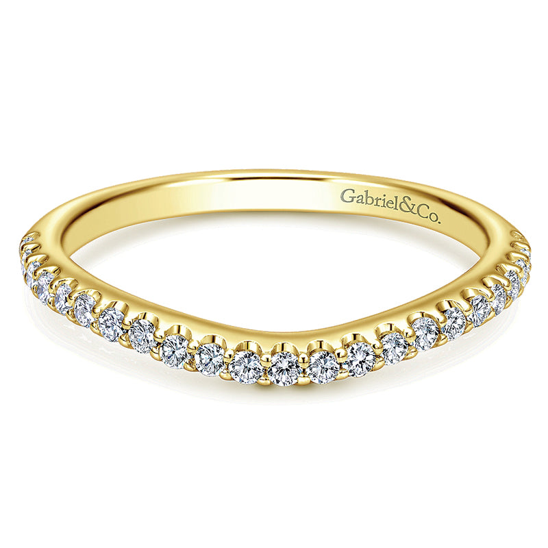 Wedding Band 14k Yellow Gold Contemporary Curved