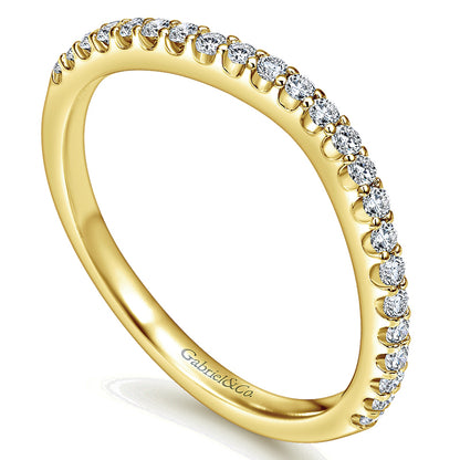 Wedding Band 14k Yellow Gold Contemporary Curved
