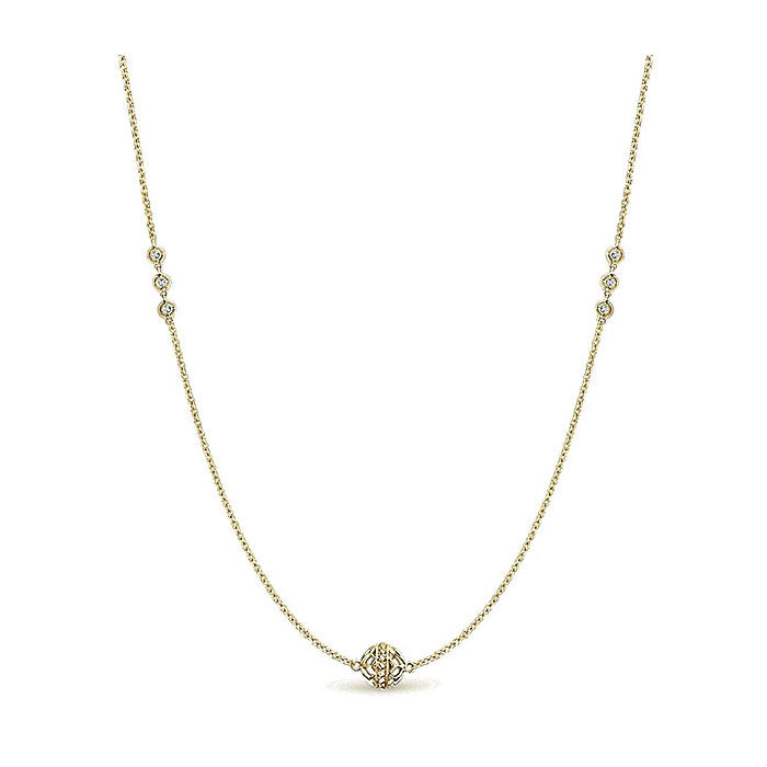 14k Yellow Gold Diamond Diamond By The Yard Necklace