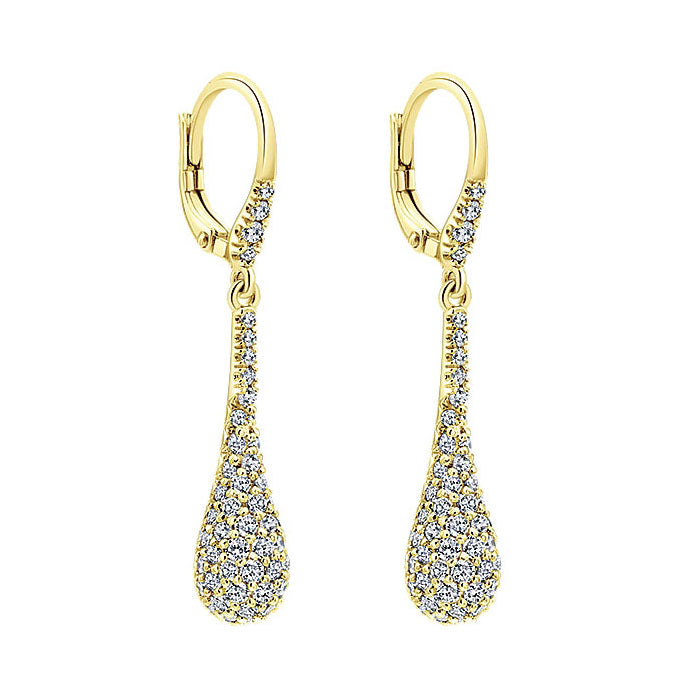 14k Yellow Gold Diamond Drop Earrings