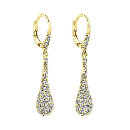 14k Yellow Gold Diamond Drop Earrings