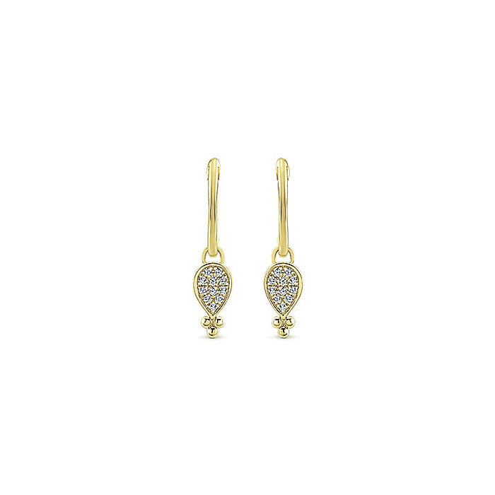 14k Yellow Gold Diamond Drop Earrings
