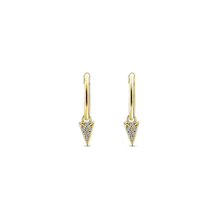 14k Yellow Gold Diamond Drop Earrings