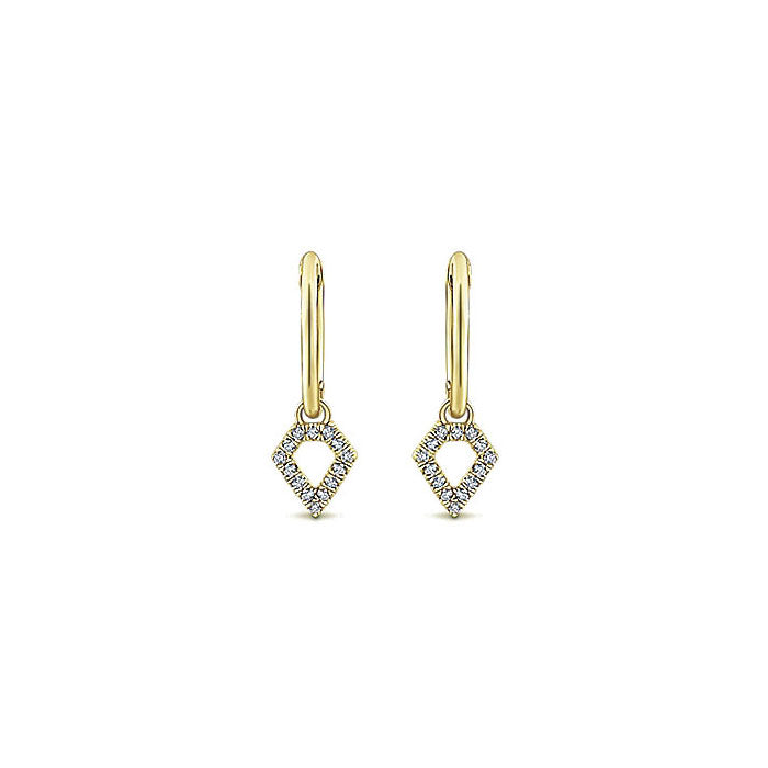 14k Yellow Gold Diamond Drop Earrings