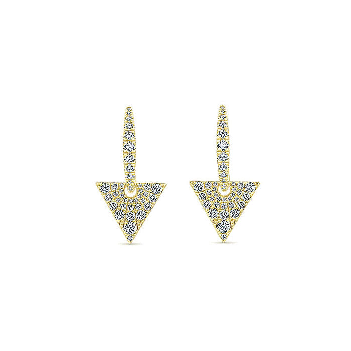 14k Yellow Gold Diamond Drop Earrings