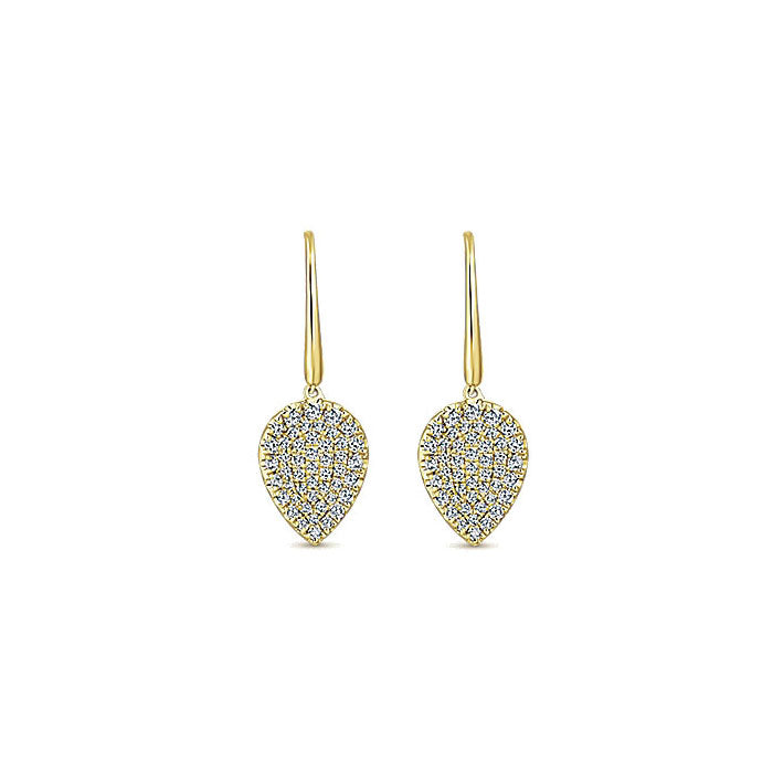 14k Yellow Gold Diamond Drop Earrings