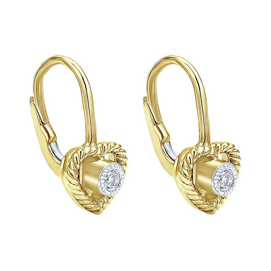 14k Yellow Gold Diamond Drop Earrings