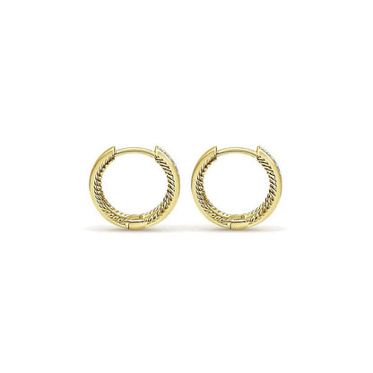 14k Yellow Gold Diamond Huggie Earrings