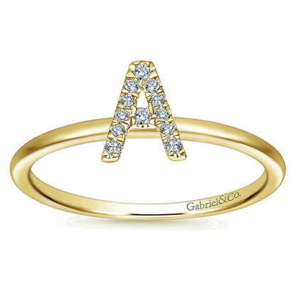 Ladies' Ring 14k Yellow Gold Stackable Initial