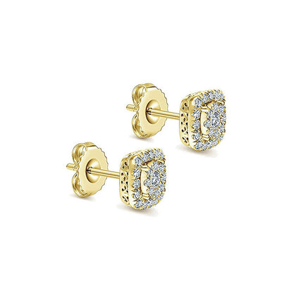 14k Yellow Gold Diamond Stud Earrings