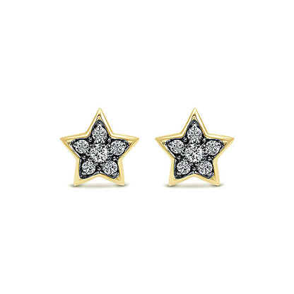 14k Yellow Gold Diamond Stud Earrings
