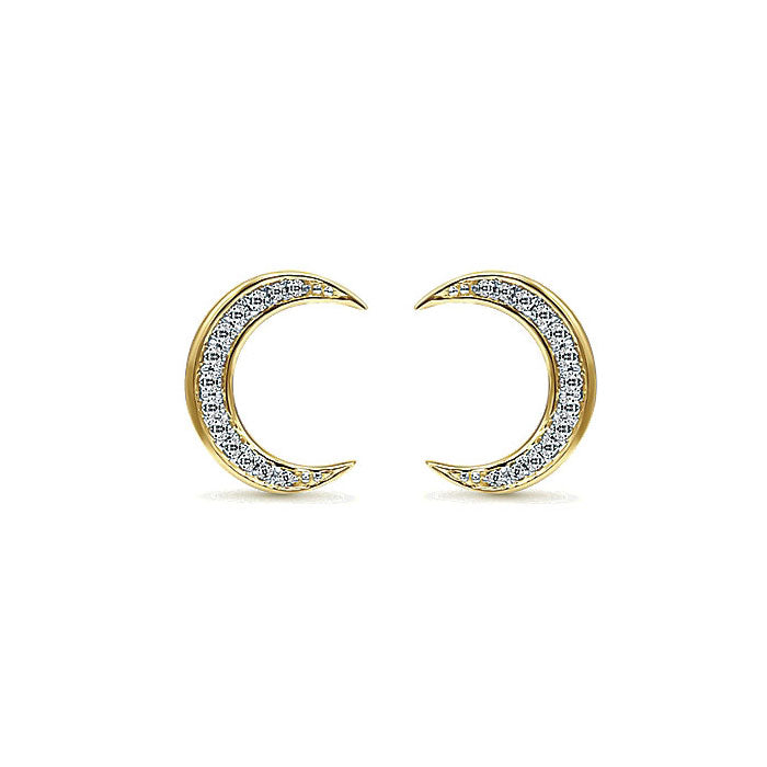 14k Yellow Gold Diamond Stud Earrings