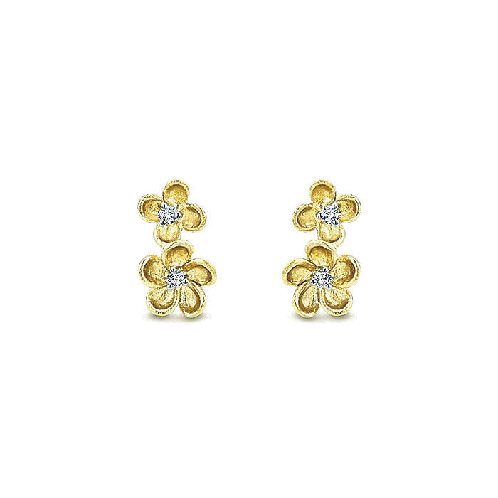 14k Yellow Gold Diamond Stud Earrings