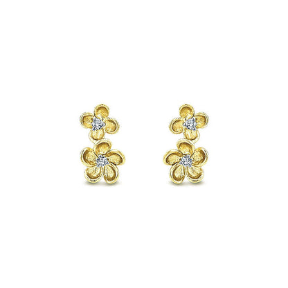 14k Yellow Gold Diamond Stud Earrings