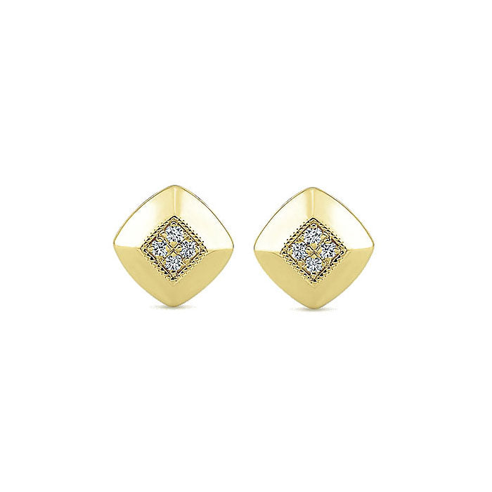 14k Yellow Gold Diamond Stud Earrings