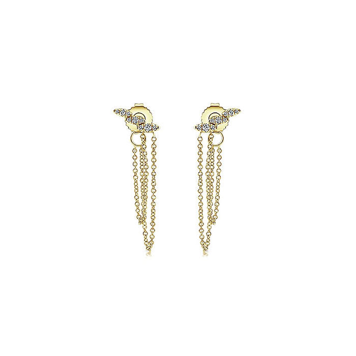 14k Yellow Gold Diamond Stud Earrings