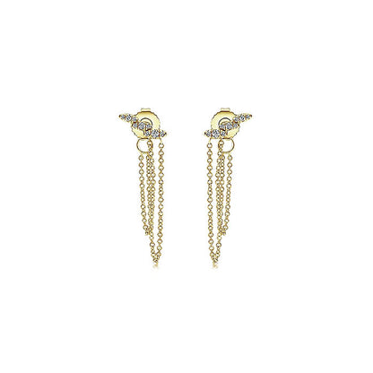 14k Yellow Gold Diamond Stud Earrings