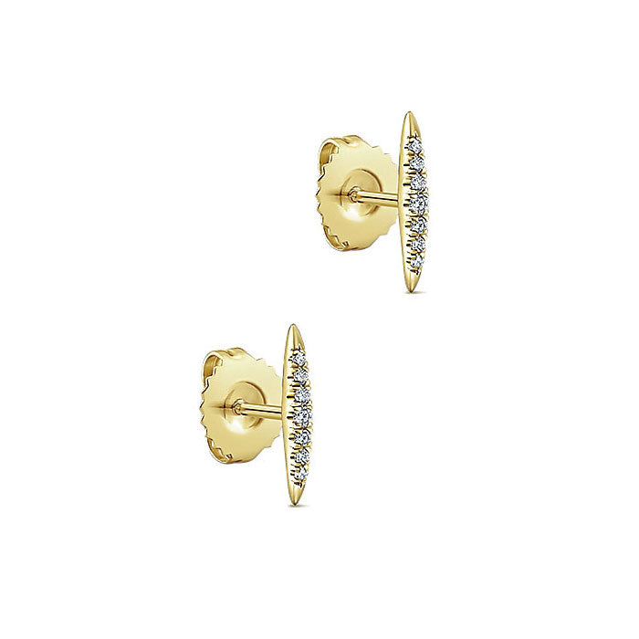 14k Yellow Gold Diamond Stud Earrings